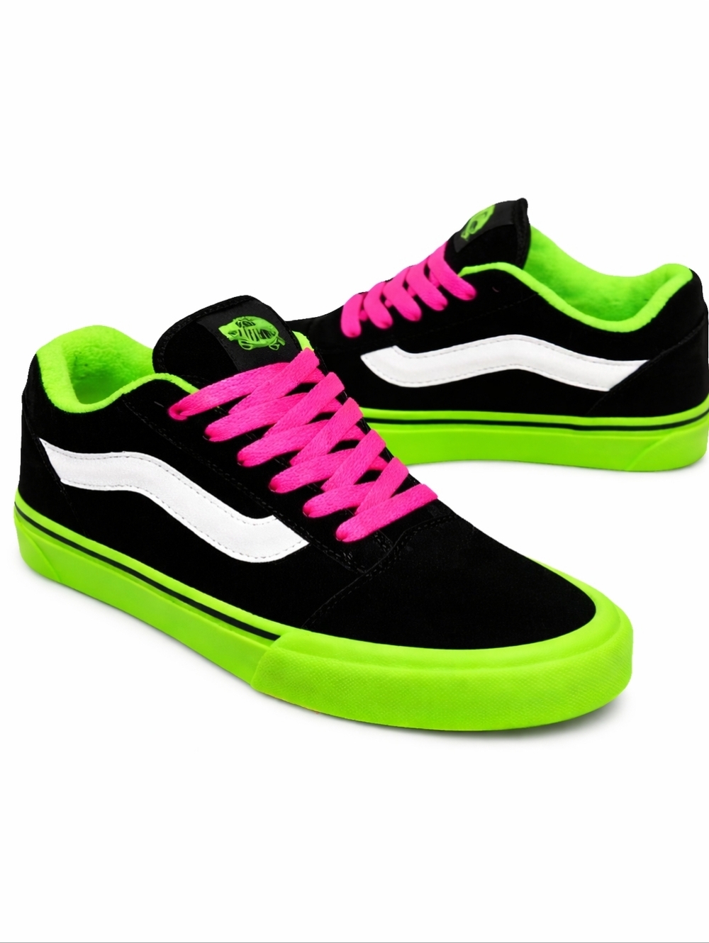 VANS KNU SKOOL WOMENS SIZE 6 SKATE SHOES Boys Size 4.5 Black Green Sneakers
